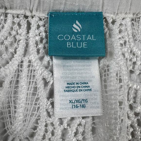 Coastal Blue White Lace Strapless Beach Swim Coverup Dress Size XL (16-18) - Picture 4 of 13